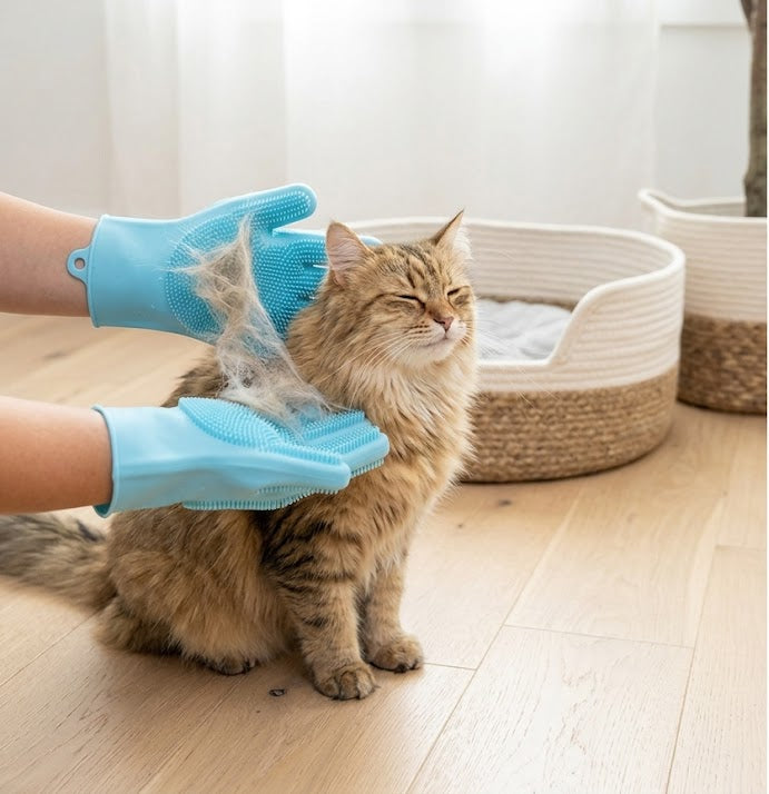 Silicone Pet Grooming Gloves - Scrubber & De-Shedding