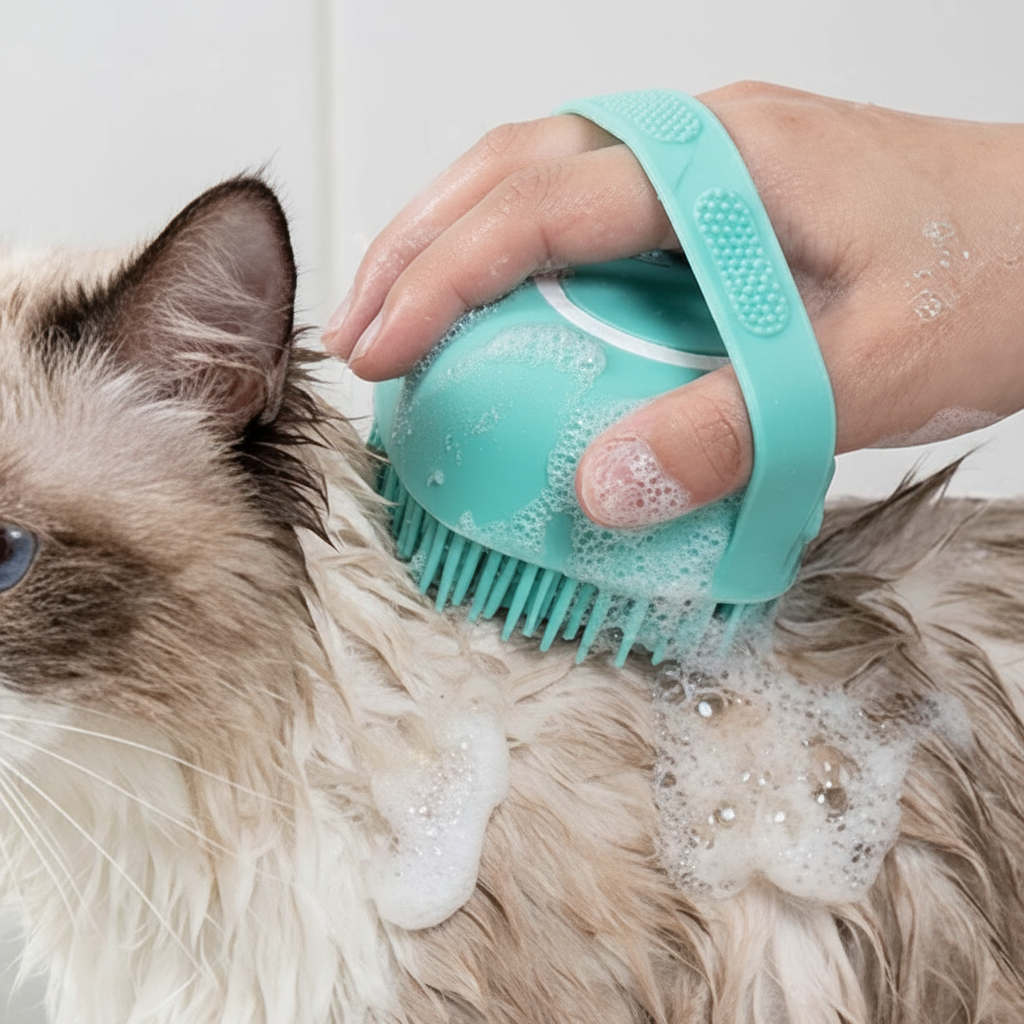 2-in-1 Silicone Pet Bath Brush & Shampoo Dispenser