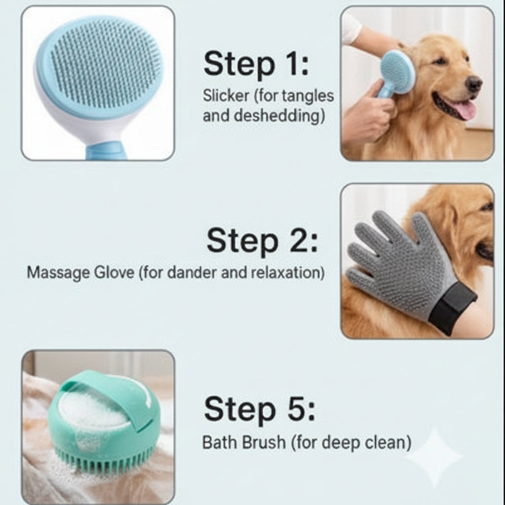 3-in-1 Pet Grooming & Bathing Combo Set