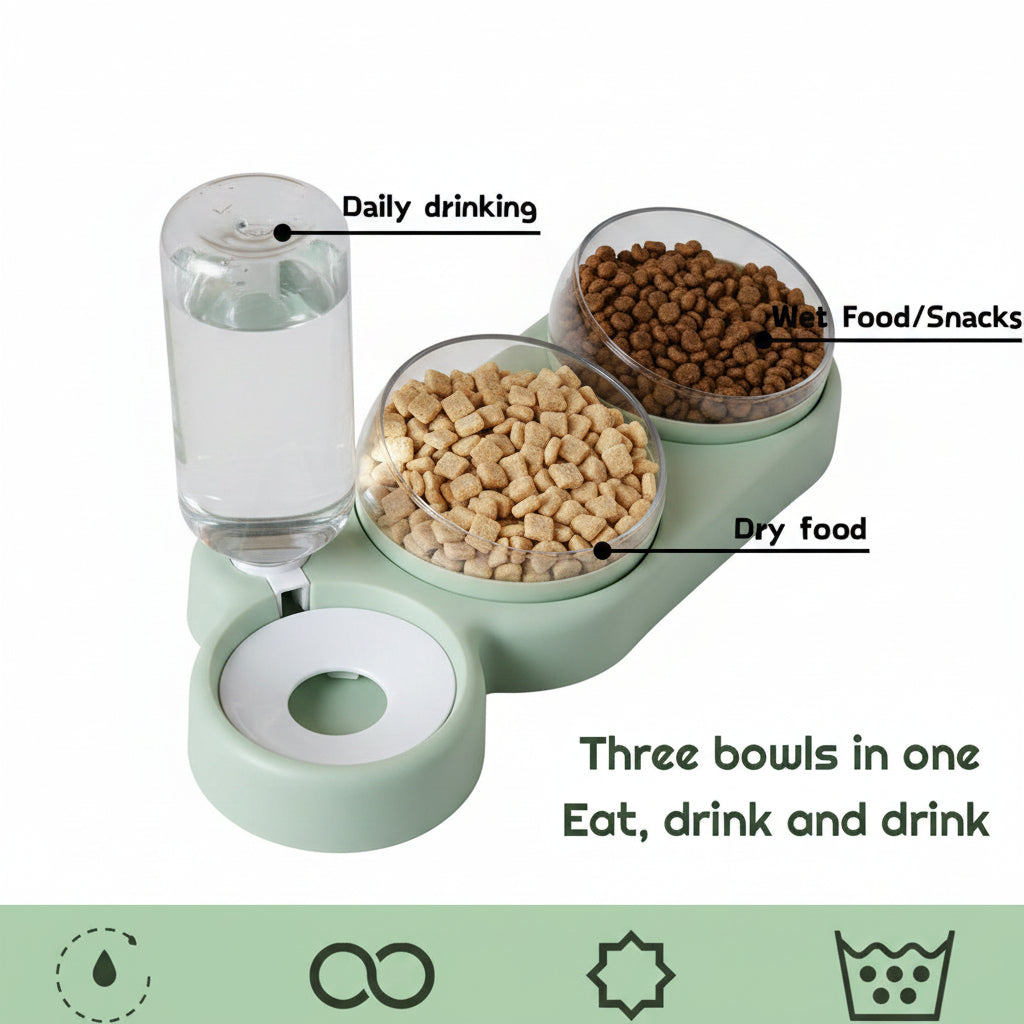 3-in-1 Pet Feeder & Automatic Water Dispenser
