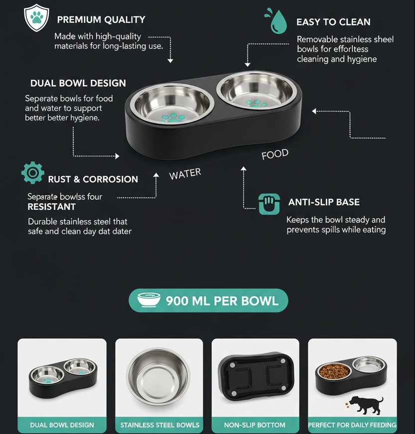 Double Diner – 2 X Stainless Steel Bowls