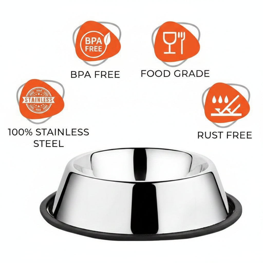 Heavy-Duty Stainless Steel Pet Bowls (Set of 2)