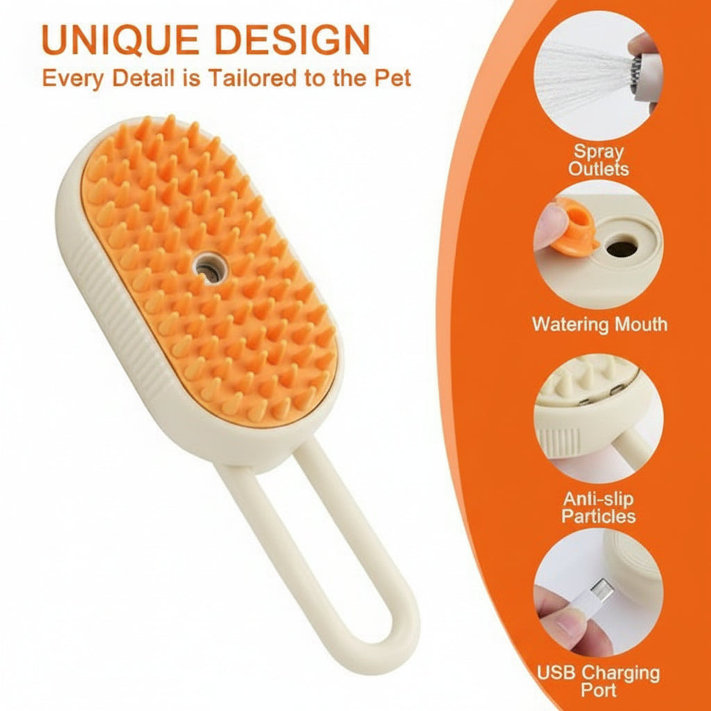 3-in-1 Rechargeable Steamy Pet Brush