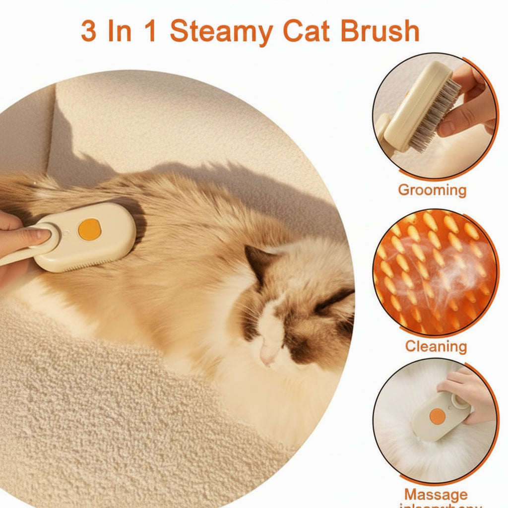 3-in-1 Rechargeable Steamy Pet Brush