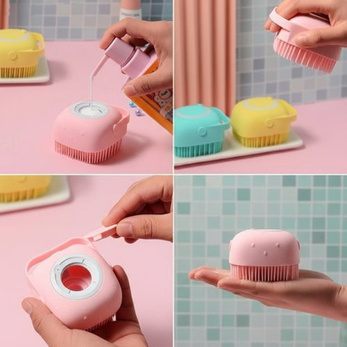 2-in-1 Silicone Pet Bath Brush & Shampoo Dispenser