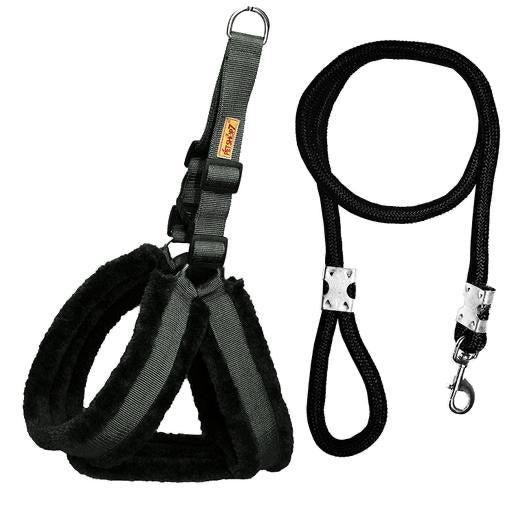 Ultra-Comfort Padded Plush Dog Harness & Leash Set
