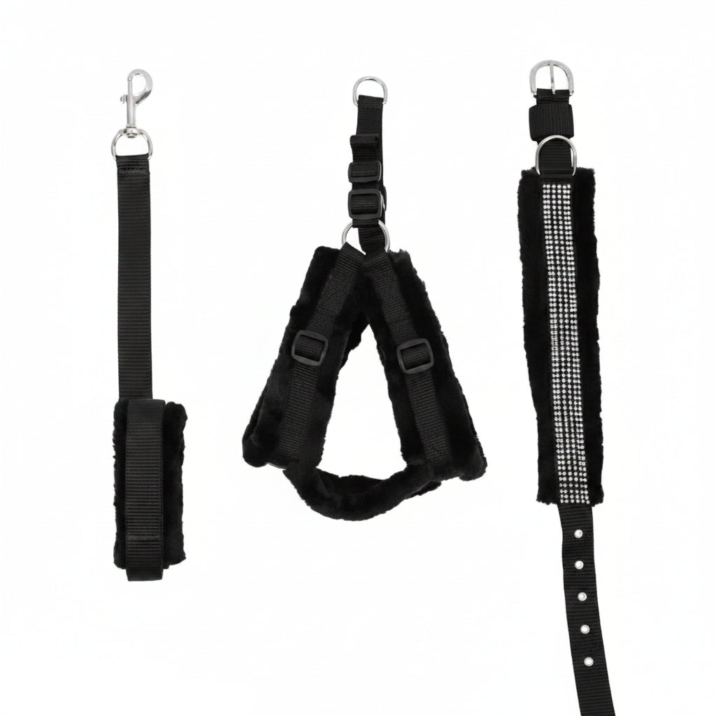 Ultra-Comfort Padded Plush Dog Harness & Leash Set