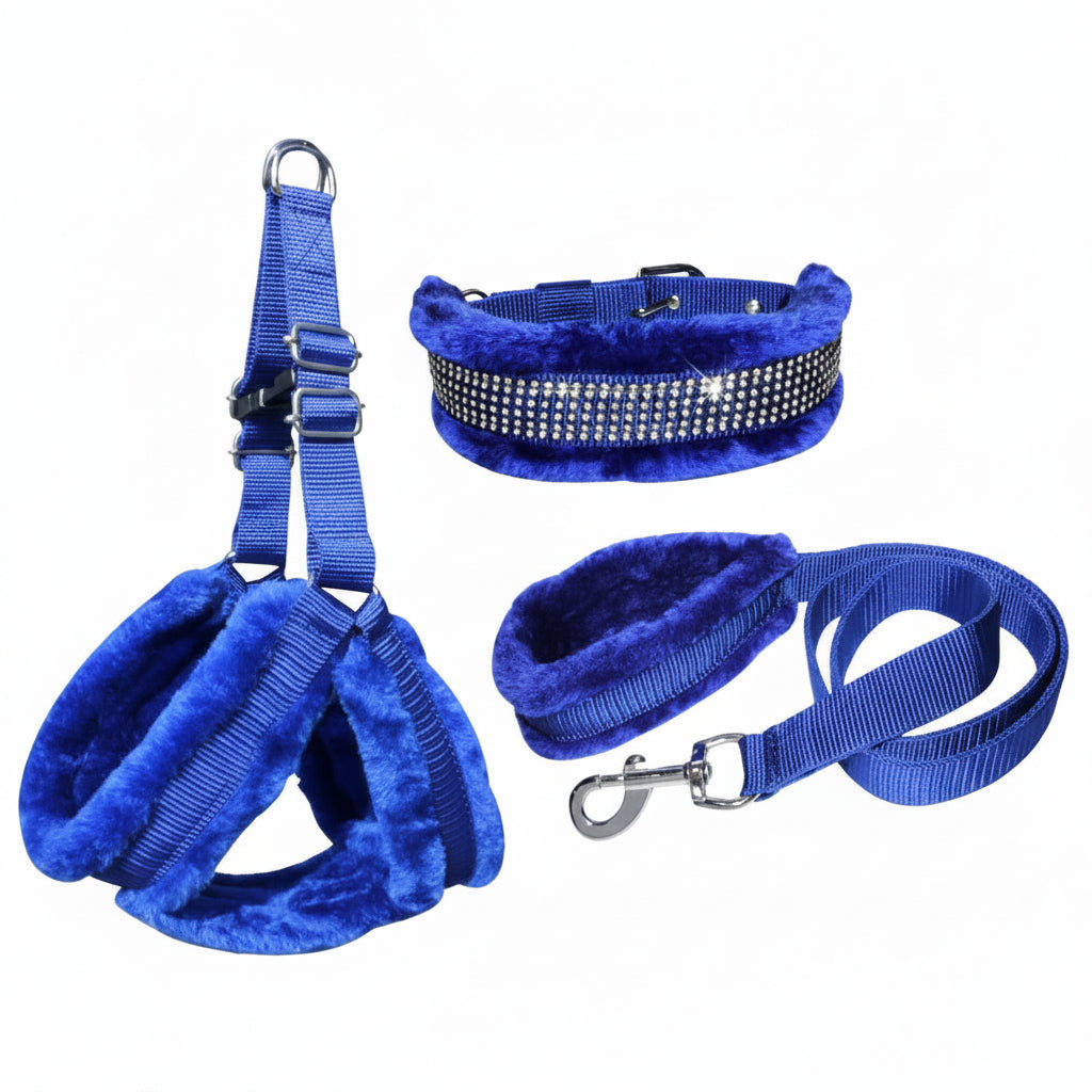 Ultra-Comfort Padded Plush Dog Harness & Leash Set