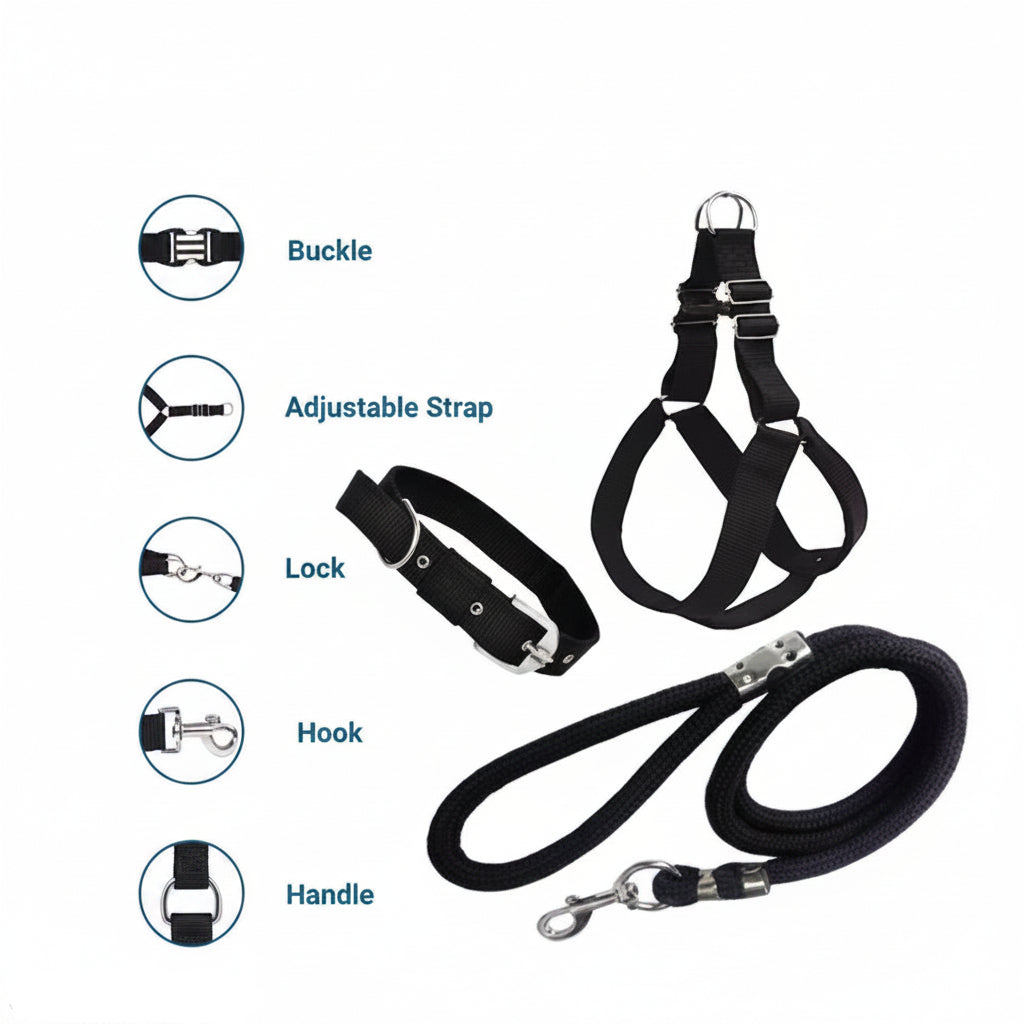 3-in-1 Comfort Dog Harness, Collar, and Leash Set